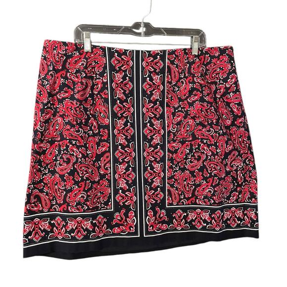 Talbots Woman Red Paisley Print Skirt 18W – Fully‎ Lined, Side Zip - Picture 2 of 6